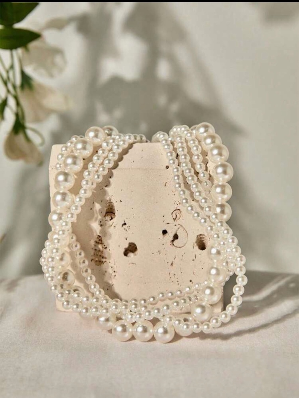 Multi Layered Faux Pearl Necklace - Picture 5 of 6